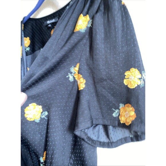 Madewell Womens Satin Floral Blouse Polka Dot Cottage Spring Tie Snap Cottage L - Picture 7 of 9